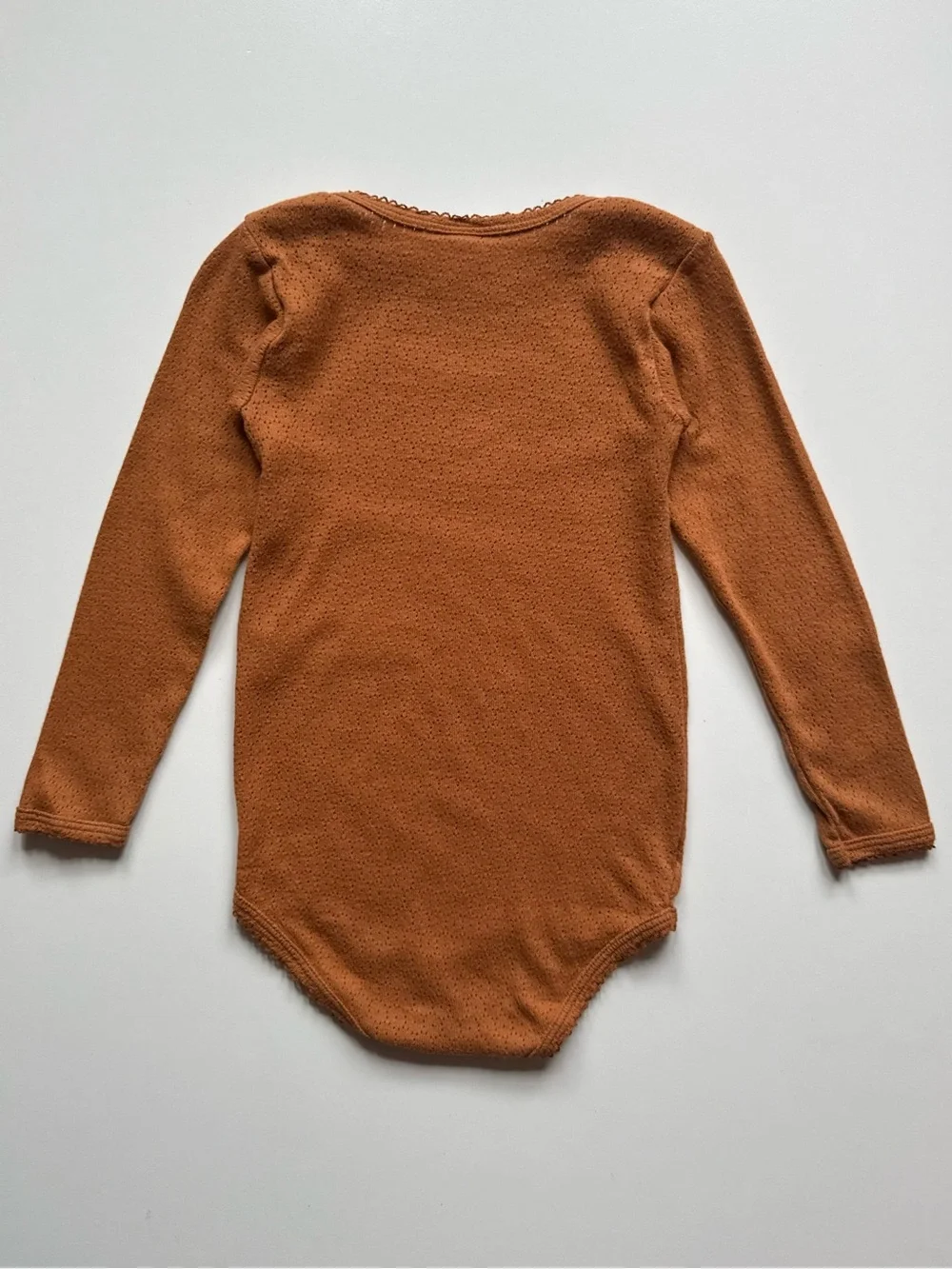 Petit Bateau Baby Long-Sleeved Openwork Bodysuit, ECUREUIL brown - Size 24M